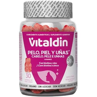 Gominolas con biotina y colágeno sabor cítricos para pelo y piel sin azúcar y vegano bote 30 unidades -