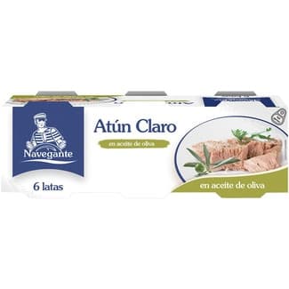 Atún claro en aceite de oliva pack 6 latas 52 g neto escurrido -