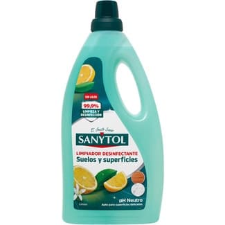 Limpiador desinfectante sin lejía para todo tipo de suelos y superficies limón ph neutro botella 1.2 l -