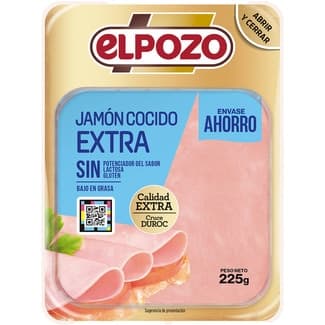 Jamón cocido extra bajo en grasa en lonchas sin gluten sin lactosa envase 225 g -