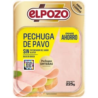 Pechuga de pavo bajo en grasa en lonchas sin gluten envase 225 g -