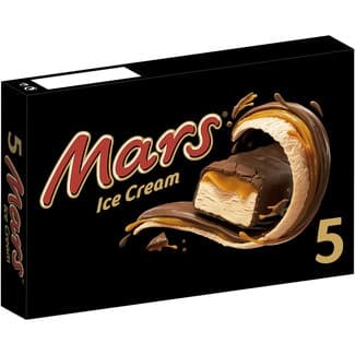 Barritas de helado rellenas con crema y suave caramelo estuche 5 unidades -