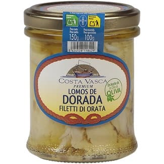 Lomos de dorada en aceite de oliva tarro 100 g neto escurrido -