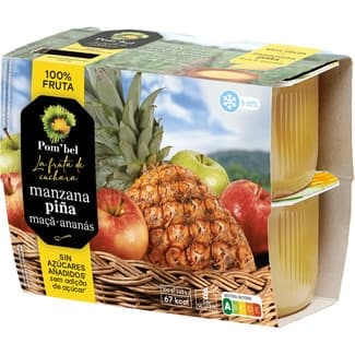 Compota de manzana y piña 100% fruta sin gluten pack 4 tarrinas 100 g -