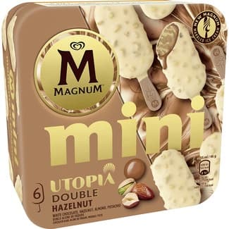 Helado Mini Double Utopía de chocolate blanco con avellanas, pistachos y almendras estuche 330 ml 6 unidades -