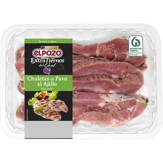 Extratiernos del Chef chuletas de pavo marinadas al ajillo peso aproximado bandeja 500 g -
