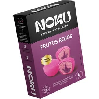 Mochi de crema helada de frutos rojos con corazón de mora envuelta en suave masa de arroz estuche 6 unidades sin gluten -