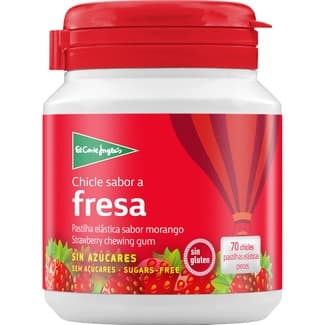 Chicles con sabor a fresa sin azúcar y sin gluten 50 unidades bote 100 g -