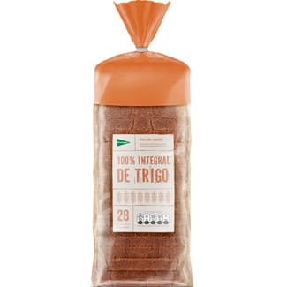 Pan de molde 100% integral de trigo con corteza 28 rebanadas bolsa 820 g -