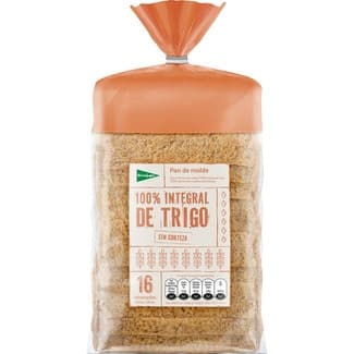 Pan de molde 100% integral de trigo sin corteza 16 rebanadas bolsa 450 g -