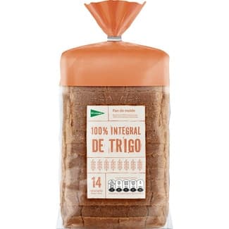 Pan de molde 100% integral con corteza 18 rebanadas bolsa 460 g -