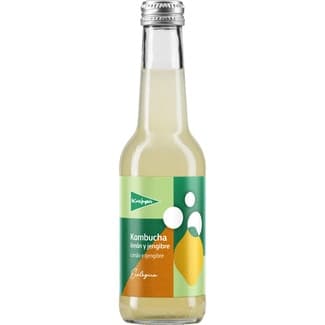 Kombucha ecológica de limón y jengibre botella 250 ml -