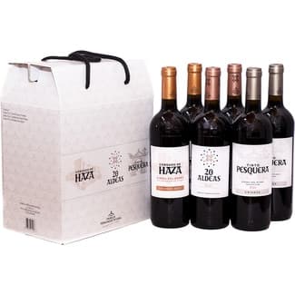 Condado de Haza, Pesquera y 20 Aldeas vino tinto DO Ribera del Duero Estuche 6 botellas 75 cl contiene 2 botellas de cada marca -