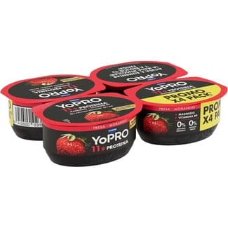 Proteínas sabor fresa 0% azúcares añadidos 0% m.g. pack 4 unidades 120 g + magnesio + vitamina B9 -