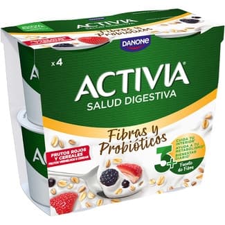 Fibras y Probióticos bífidus con frutos rojos y cereales pack 4 unidades 115 g -
