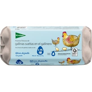 Huevos de gallinas sueltas en gallinero categoría A clase L-XL estuche 10 unidades -