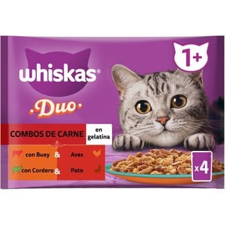 Comida húmeda para gatos + 1año combos de carne 4 sobres 85 g -