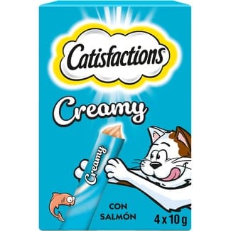 Snack para gatos adultos líquido con salmón 4 envase 10 g -
