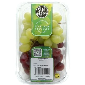 Uva blanca y rosada sin semilla tarrina 500 g -