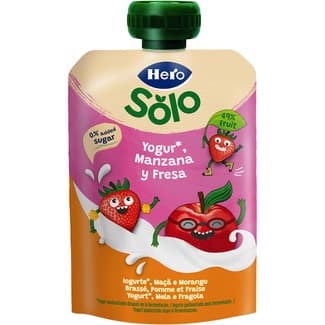 Bolsita de yogur de manzana y fresa sin gluten desde 12 meses 100 g 0% azúcares añadidos -