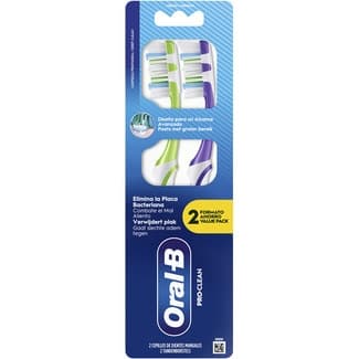Pro Clean cepillo dental medio elimina laplaca blister 2 unidades -