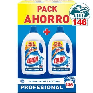 Detergente líquido gel Profesional para blancos y colores caja ahorro pack 2 botellas 73 dosis -