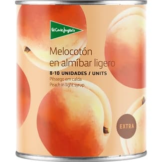 Melocotón en almíbar en mitades 8-10 piezas lata 480 g neto escurrido -