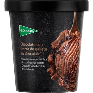 Helado de chocolate con trozos de galleta de chocolate tarrina 500 ml -
