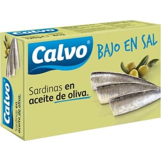 Sardinas en aceite de oliva bajas en sal lata 81 g neto escurrido -