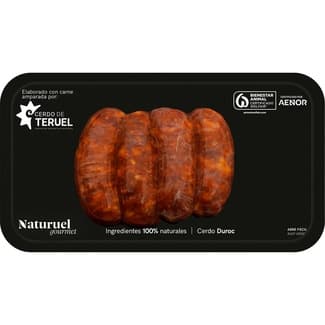 Gourmet chorizo dulce 50% Duroc IGP cerdo de Teruel envasado al vacío envase 280 g abre fácil -