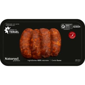 Gourmet chorizo picante 50% Duroc IGP cerdo de Teruel envasado al vacío envase 280 g abre fácil -