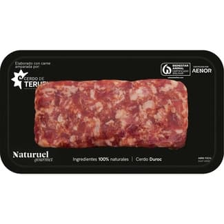 Gourmet preparado de carne picada de cerdo 50% Duroc IGP cerdo de Teruel envasado al vacío envase 250 g abre fácil -
