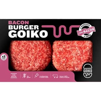 Burger meat con bacon de vacuno 100% español sin gluten 2 unidades bandeja 360 g -