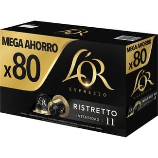 Café Ristretto intensidad 11 estuche 80 cápsulas compatibles con máquinas Nespresso -