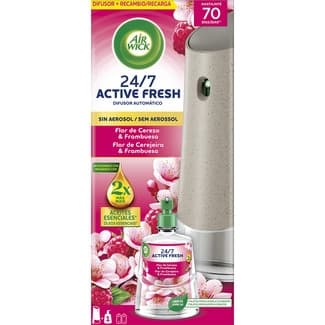 Ambientador difusor automático Active Fresh flor de cerezo & frambuesa 24/7 aparato + recambio sin aerosol -