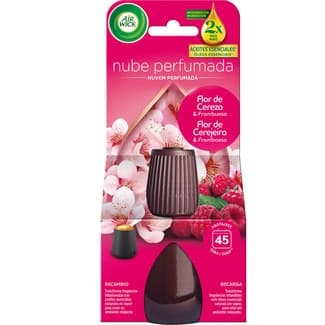 Ambientador automático difusor Nube Perfumada Flor de Cerezo & Frambuesa con aceites esenciales recambio -