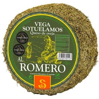 Queso añejo de oveja envejecido al romero elaborado con leche pasteurizada peso aproximado pieza 3,3 kg maduración 10 a 12 meses -