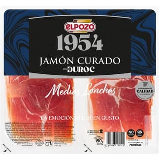 Edición 1954 jamón curado raza Duroc en medias lonchas pack 2 x 80 g envase 150 g sin gluten sin lactosa -