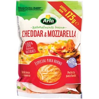 Queso rallado cheddar & mozzarella de vaca especial para horno envase 175 g elaborado con leche pasteurizada -
