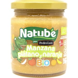 Tarrito de manzana, plátano y naranja ecológico sin gluten desde 4 meses envase 220 g -