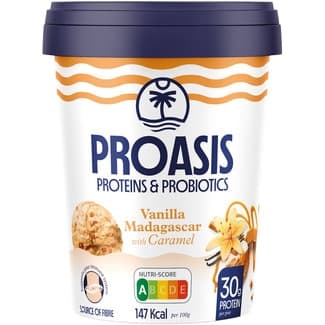 Helado proteico y con probióticos vainilla de madagascar con caramelo tarrina 500 ml -