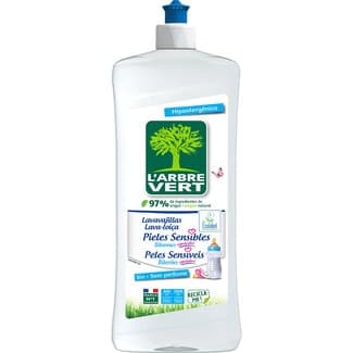 Lavavajillas a mano diluido hipoalergénico ideal para pieles sensibles sin colorantes botella 750 ml sin perfumes, también para biberones -