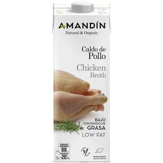 Caldo de pollo ecológico y sin gluten, bajo en grasa envase 1 l -
