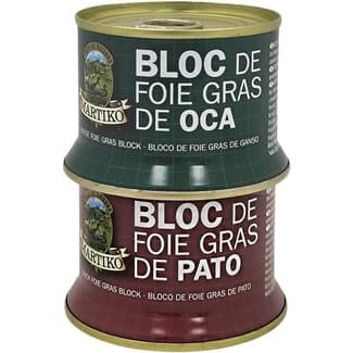 Lote con 1 bloc de foie de pato lata 130 g + 1 bloc de foie de oca lata 130 g -