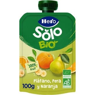 Bolsita de plátano, pera y naranja ecológica sin gluten desde 4 meses 100 g -