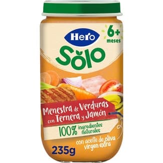 Tarrito de menestra de verduras con ternera y jamón sin gluten desde 6 meses envase 235 g -
