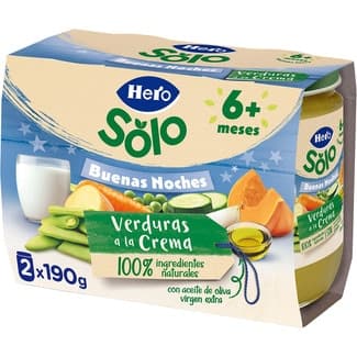 Buenas Noches tarrito de verduras a la crema sin gluten desde 6 meses pack 2 envase 190 g -