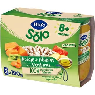 Tarrito de potaje de alubias y verduras vegano desde 8 meses vegano envase 380 g -