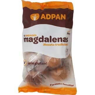 Magdalenas sin gluten y veganas 12 unidades envase 350 g -