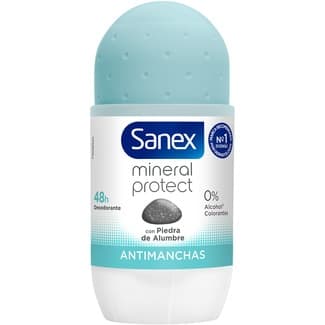 Desodorante roll-on Mineral Protect con piedra de alumbre anti-manchas 48h unisex envase 50 ml 0% alcohol y colorantes -
